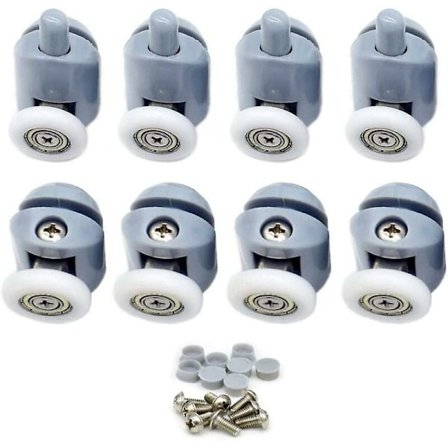 Suihkukaapin pyörät 8 kpl, 23 mm suihkukaapin pyörät, suihkukaapin rullat kylpyhuoneeseen, 4 ylä- ja 4 alapyörää