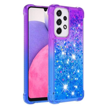 SKALO Samsung A33 5G Kvicksand Glitter Hjerter TPU Cover - Lilla Multicolor