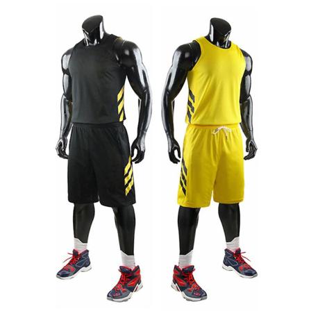 Dobbelt-bæret Basketball Jersey Dress for Menn og Gutter Treningsdress Svart Gult 6XL