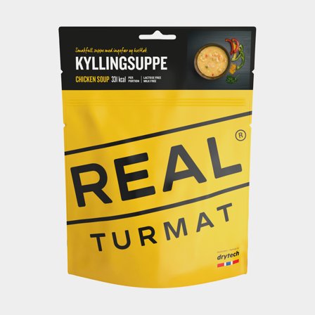 Cibo liofilizzato / cibo da campeggio Real Turmat Zuppa di pollo / Kyllingsuppe, confezione monodose, 370 g