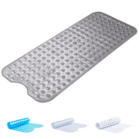 Skridsikker bademåtte mod skimmel - Bademåtte til badekar og badeværelse med drænhuller og stærke sugekopper, vaskbar i maskine