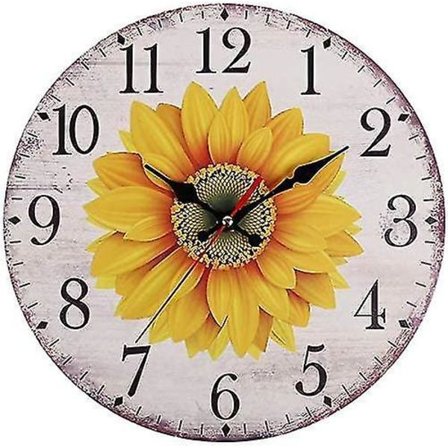 Väggklocka Solrosor Dekorativ Rustik Vintage Stor