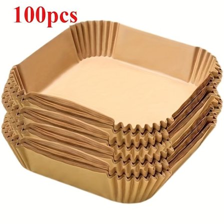 Tykkere Airfryer-ark (100/50 stk) – Universell for ovn og mikrobølgeovn, non-stick ubleket bakepapir, varmebestandig for hjem og kommersiell bruk (BR)