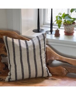 Putevar Leo garnfargede striper 100% lin Natur