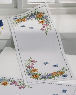 Stickpackung Tischläufer Frühlingsblumen
