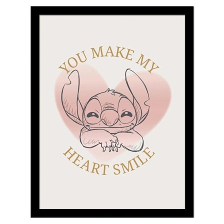 Lilo & Stitch You Make My Heart Smile Stitch Print 40cm x 30cm