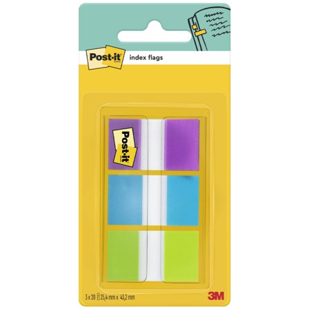 3M Post-it Index Tabs 25,4x43,2 mm 3 colours