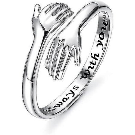 925 Sterling Sølv Knus Ring til Kvinder Justerbar Knusende Hænder Åben Kærlighed Løfte Venskabsring