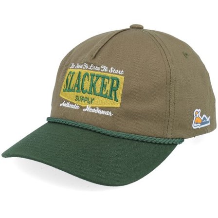 Slacker Supply - Grön Keps - Batch Logo Gold Rope Dark Olive/Dark Green A-frame Adjustable @ Hatstore