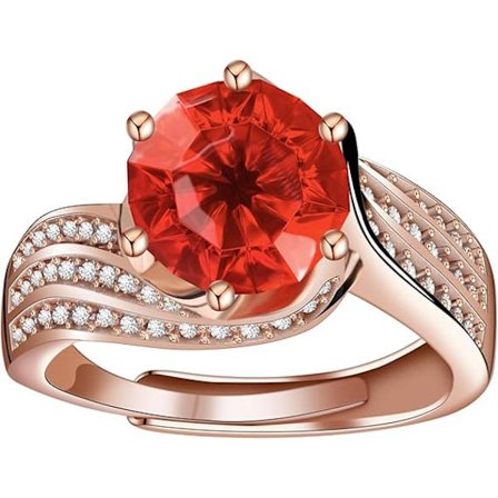 925 Sterling Sølv Ringe til Kvinder Justerbar Rubin Klynge Ring Løfte Diamant Ringe