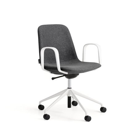 Konferenzstuhl LANGLEY, niedrige Rückenlehne, auf Rollen, Armlehnen, weiß/anthrazit