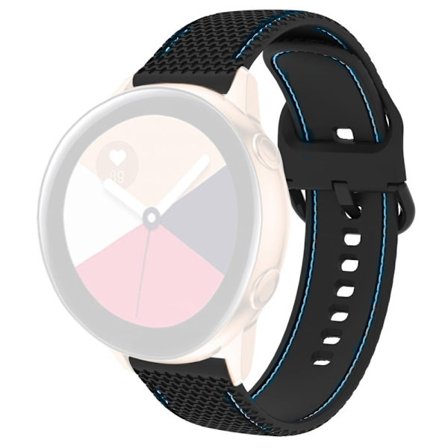 Samsung Galaxy Watch 5 / 5 Pro dubbelfärgat klockarmband i silikon med sömmar - Svart / Blå Linje