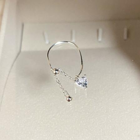 Ring Heart Stud S925 hopea muotikorut Ac5394 white