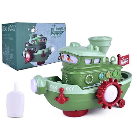 Elektrisk legetøjs skib til børn, elektrisk model af patruljebåd med musik, lys og vandspray, farverig ocean liner krydstogtskib til børn