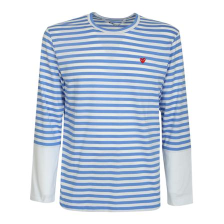 Comme des Garçons Play Striped detail t-shirt Blå, Herre Langærmet