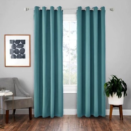 (Teal) Gardiner - ZS - Imitation silke - 135x220 cm - 2 stk. - Teal - Mørklægning