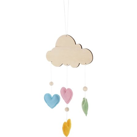 Hängande moln i trä för barnrum, droppformad pendel, taklampa för sovrum