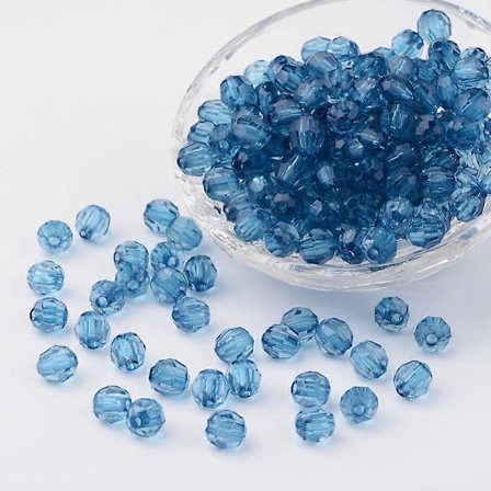 200 stk. transparente akrylperler fasettert runde Dodger Blue 8mm Hull: 1.5mm