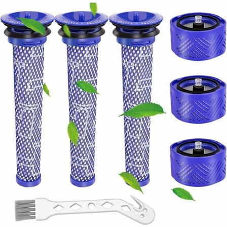 Filter til Dyson, Udskiftningsfilter til støvsuger til Dyson V6, V6 Motorhead, V6 Absolute og V6 Animal, 3 stk. post HEPA-filter og 3 stk. P