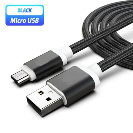 2 st 3 m micro-usb svart kabel