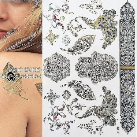 Flash Metallic Waterproof Tattoo Gold ,silver - Women Fashion Design Temporary