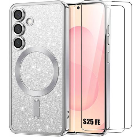 Skyddshölje - BOOLING - för Samsung Galaxy S25 FE - med Magnetisk Cirkel - Silver - 2 Glas