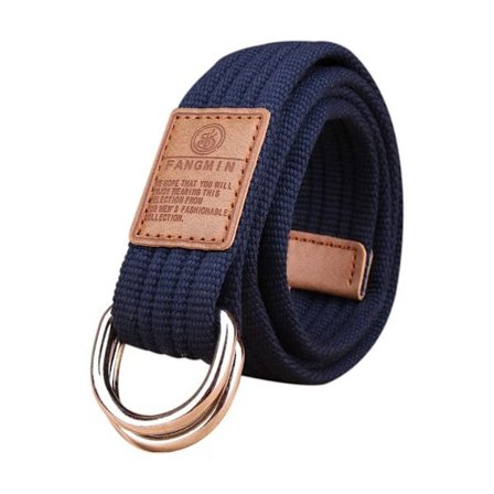 Nylon flettet bælte Dobbelt ring linning MØRKEBLÅ