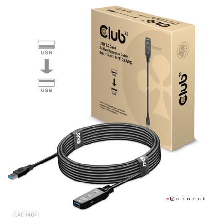 Club 3D USB-forlengelseskabel - USB-type A til USB-type A - 5 m