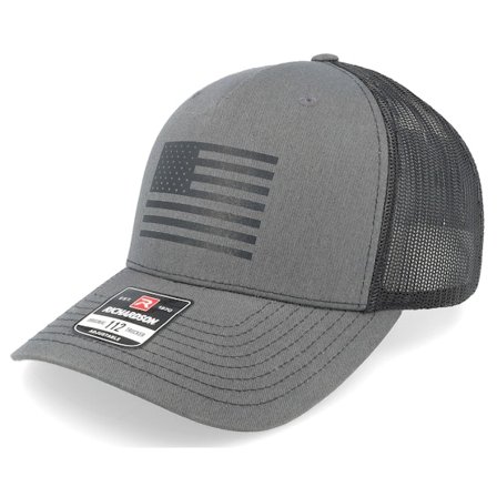 Iconic - Zwart trucker Cap - Usa Flag Charcoal/Black Trucker @ Hatstore