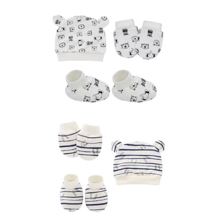 6 stycken nyfödda babyhattar och vantar fotöverdragsset björnöron B