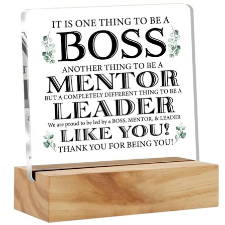 Påskønnelse Chef Gaver til Mænd & Kvinder - Akryl Bordplade Skilt med Træfod til Hjemmekontor