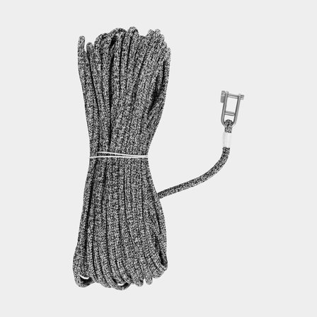 Driza mayor con grillete de llave Robline Sirius 500, núcleo de poliéster, funda de poliéster trenzado de 32, gris, 40 metros x Ø12 mm