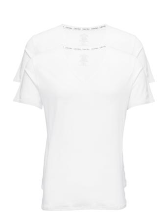 2P S/S V Neck Tops T-shirts Short-sleeved White Calvin Klein
