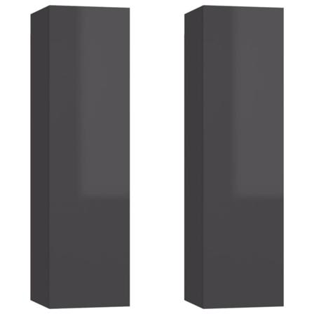 Vidaxl Tv-skåp 2 St Grå Högglans 30,5x30x110 Cm Konstruerat Trä Grå