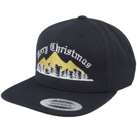 Ho-Ho-Hats - Ugly Merry Christmas Mountain Black Snapback Snapback Black Cap - @ Hatstore