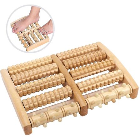 Fotmassageapparat i trä, dubbel muskelrulle, smärtlindring för plantar fasciit