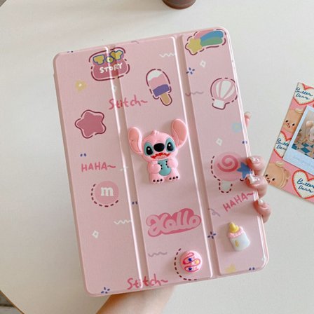 Stilrent skal för iPad mini6 Rosa Stitch Söt Tecknad Rem
