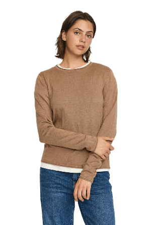 Soft Rebels Srmarla O-neck Roll Edge Knit Tröjor Dam Brun XS