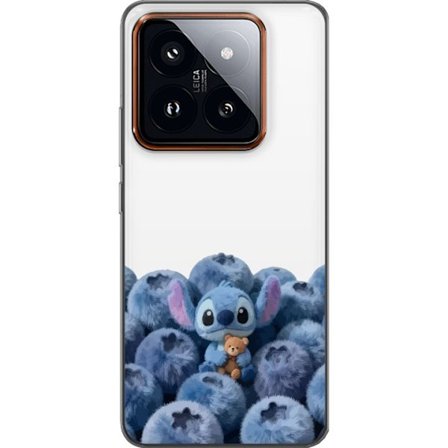 Kompatibelt Mobildeksel til Xiaomi Xiaomi 14 Pro Søt blå karakter blant blåbær med bamse i mykt og lekent illustrasjon