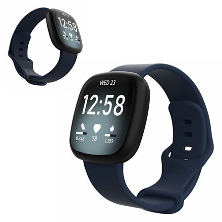 Fitbit Versa 3 / Sense silikonarmbånd - Marineblå Størrelse: L