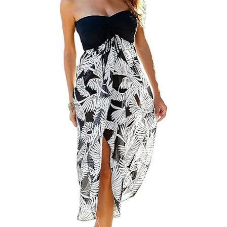 Naisten sifonkinen olkaimeton kesärantamekko uimapuvun päälle