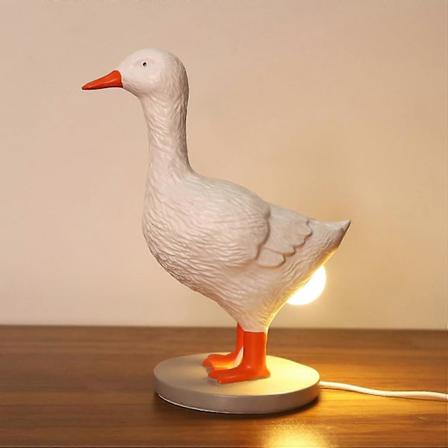 Andelampe i form av andegg, 3D-lampe som legger egg, naturtro naturtro andegg i harpiks med USB, varmt lys bordlampe for hjemmet soverom dcor -CHSZ