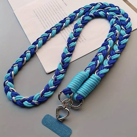 Sex-trådig flätad hästsvansrem, minimalistisk lång crossbody-axelrem, moderiktig anti-förlorad telefonrem för utomhusbruk