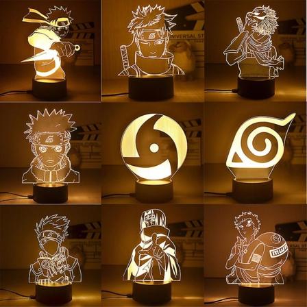 Anime Naruto Uzumaki 3d Led Nattlys Kakashi Bordlampe Leker Hatake Figurer Led Lys Romdekorasjon Barn Julelekegave 22 18CM Warm white