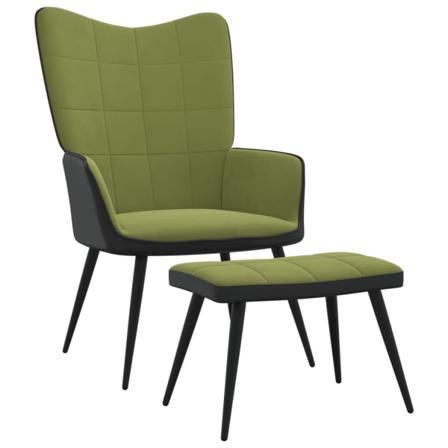 Vidaxl Vilstol Med Fotpall Ljusgrön Sammet Och Pvc Grön