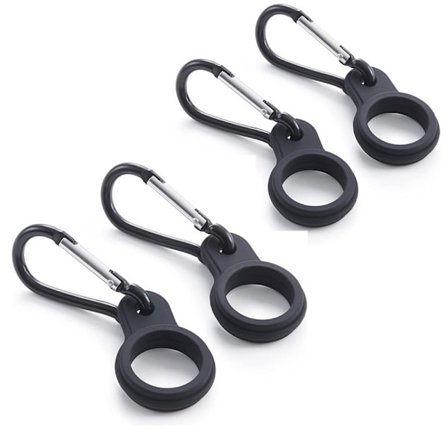 4 kappaleen setti - musta - karabiinihaka - juomapullon pidike - pullonpidike - avaimenperäklipsi koukku retkeilyyn, patikointiin ja ulkoiluun