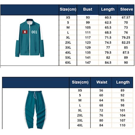 Squid Game Spillerkostume, Træningsoverall til Fest Maskerade Cosplay Kostume Blå 001