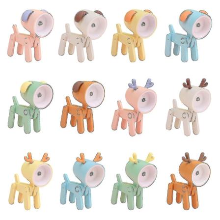 Mini Cartoon Animals Led skrivbordslampa Bärbar Justerbar Söt Pet Night Blue Dog