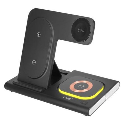 Laddstation 3 i 1 - LinQ - MagSafe 15W - Laddare för iPhone, AirPods, Apple Watch - Svart