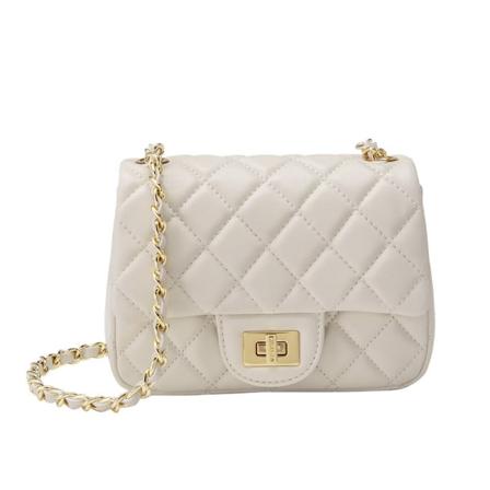 Kvinner lær håndveske ekte skinn mote første lag kuskinn Rhombus Chain Crossbody Bag Default Title